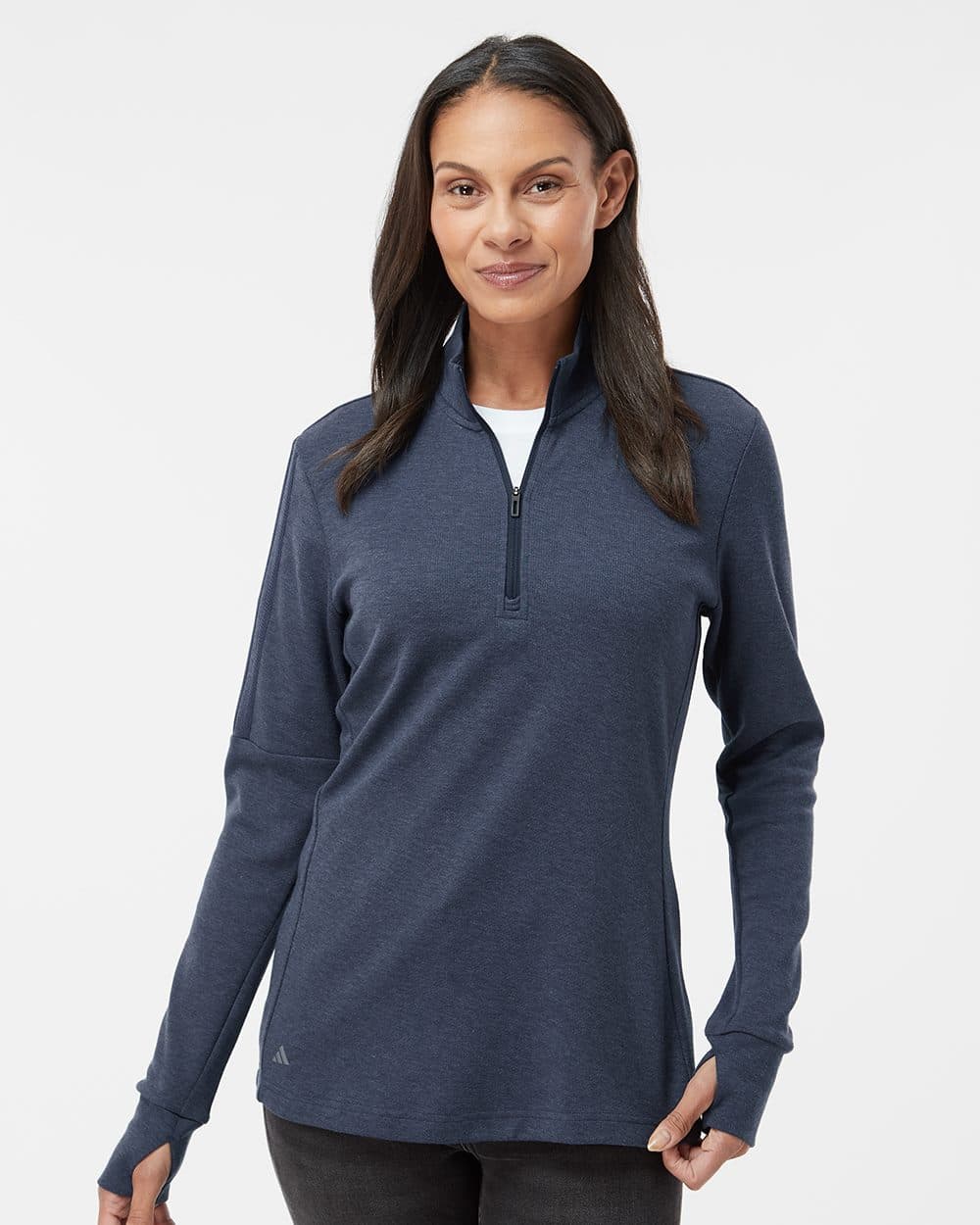 Adidas Women's 3-Stripes Quarter-Zip Sweater Pullover - Image 1
