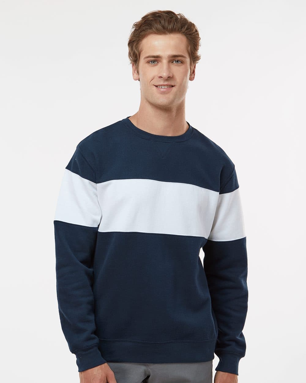 J. America Unisex Varsity Fleece Crewneck Sweatshirt - Image 1