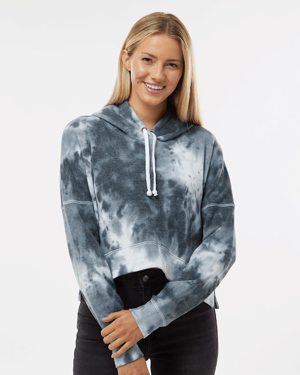 J. America Women's Crop Hooded Sweatshirt - Image 1