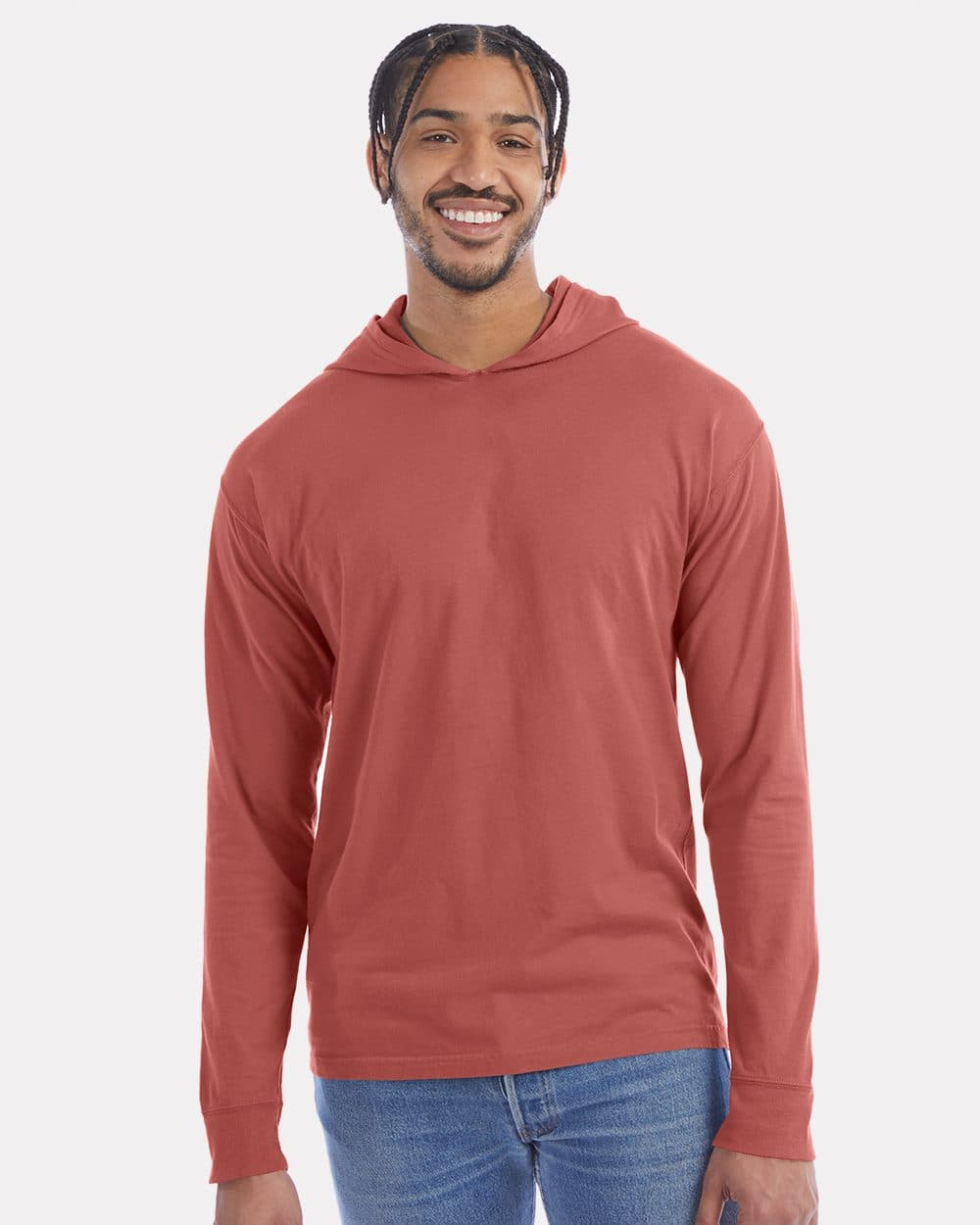 ComfortWash by Hanes Unisex Garment-Dyed Jersey Hooded Long Sleeve T-Shirt - Image 1