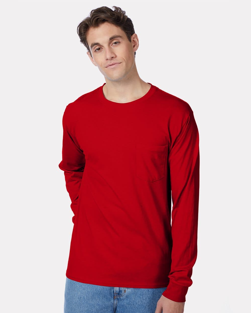 Hanes Unisex Authentic Long Sleeve Pocket T-Shirt - Image 1