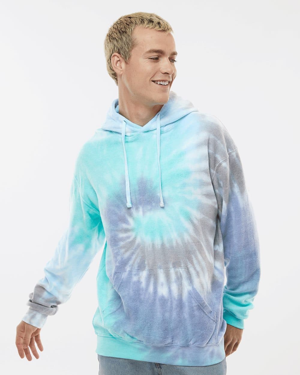 Colortone Unisex Tie-Dyed Cloud Inside-Out Fleece Hooded Sweatshirt - Image 1