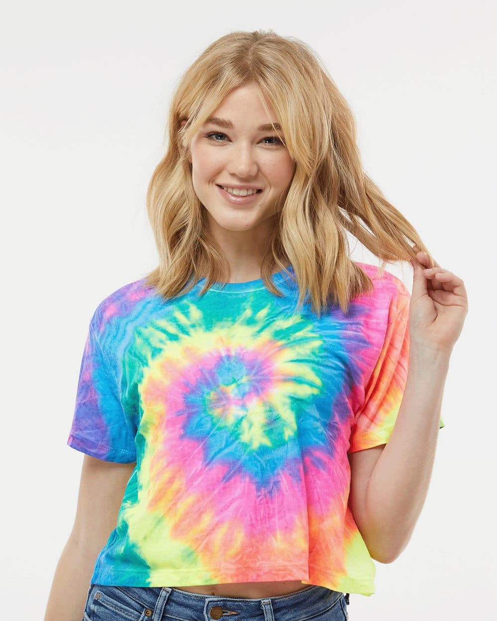 Colortone Women's Tie-Dyed Crop T-Shirt - Image 1