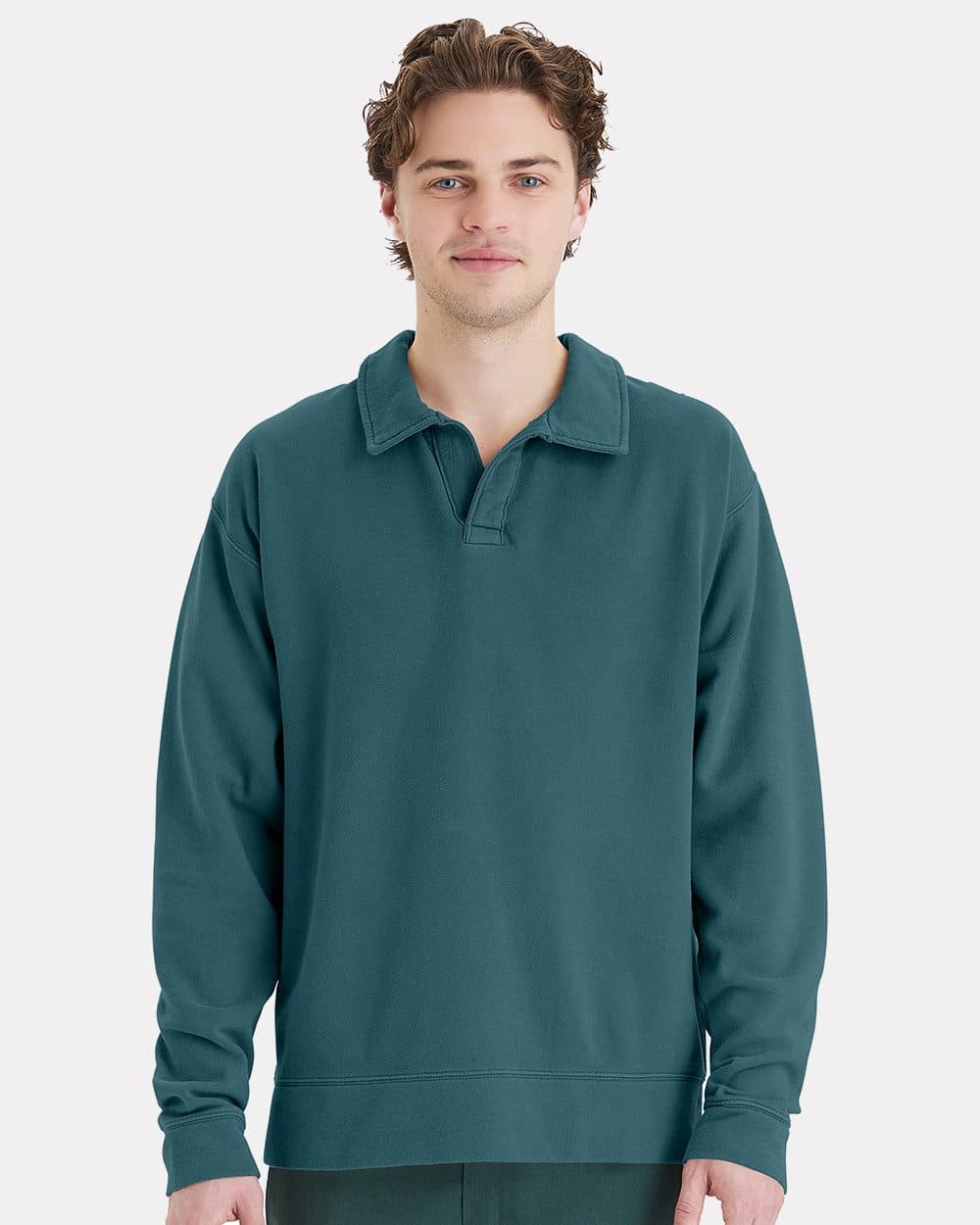 ComfortWash by Hanes Unisex Garment-Dyed Polo Collar Sweatshirt - Image 1