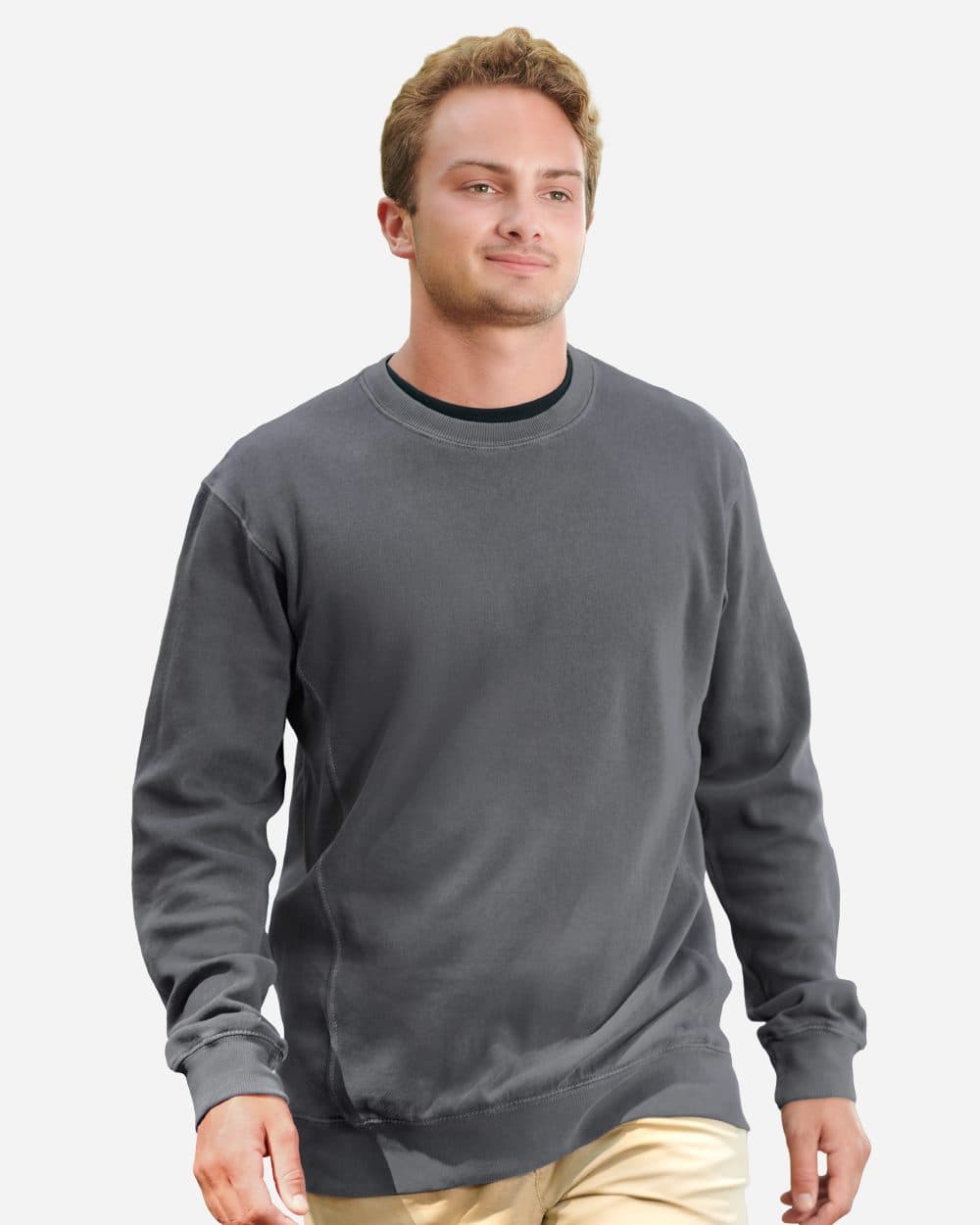 J. America Unisex Pigment-Dyed Fleece Crewneck Sweatshirt - Image 1