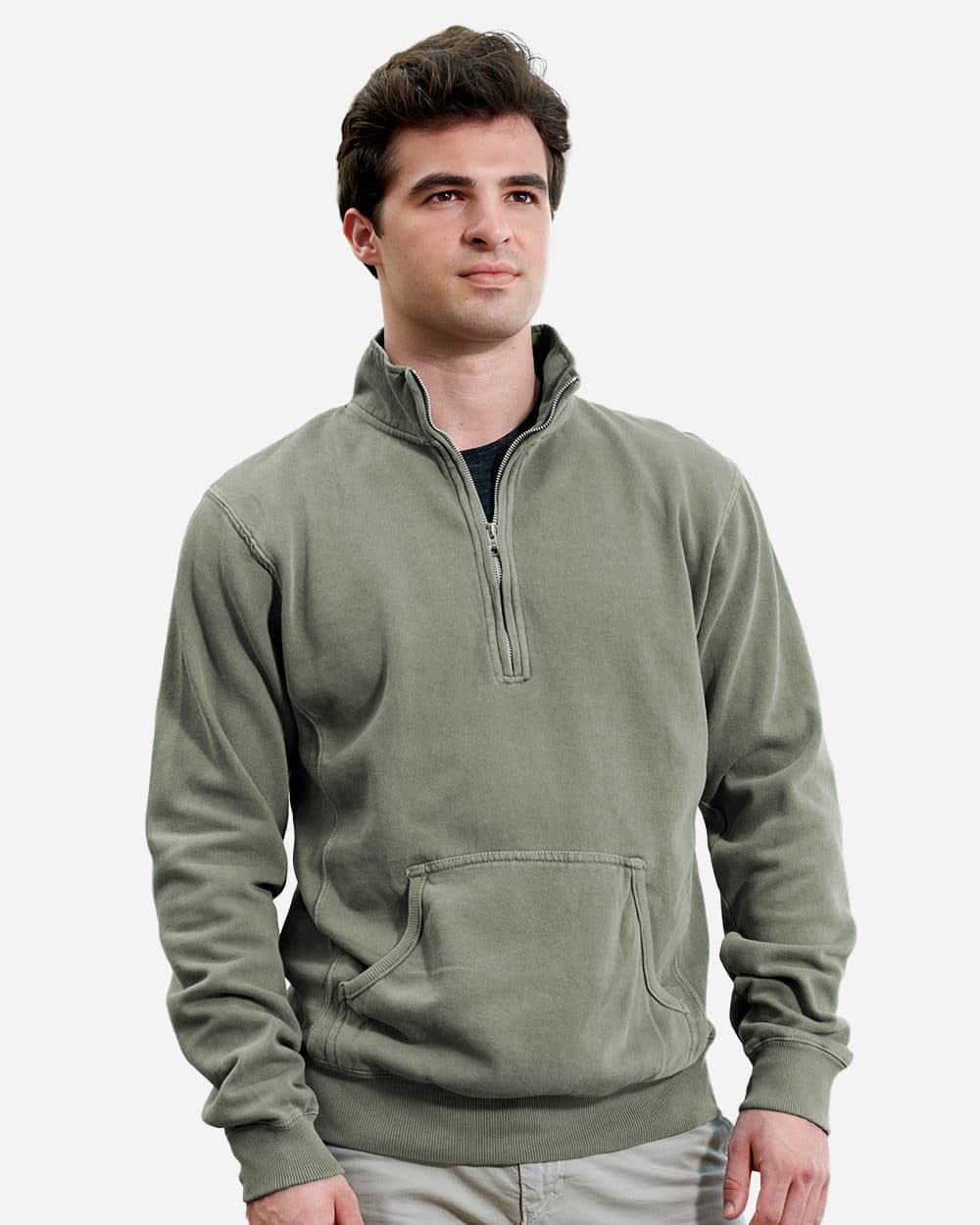 J. America Unisex Pigment-Dyed Fleece Quarter-Zip Pullover - Image 1