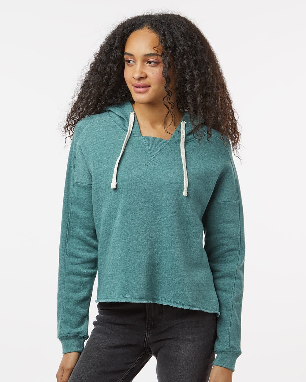 MV Sport Women's Angel Fleece Crop Hooded Sweatshirt - Image 1