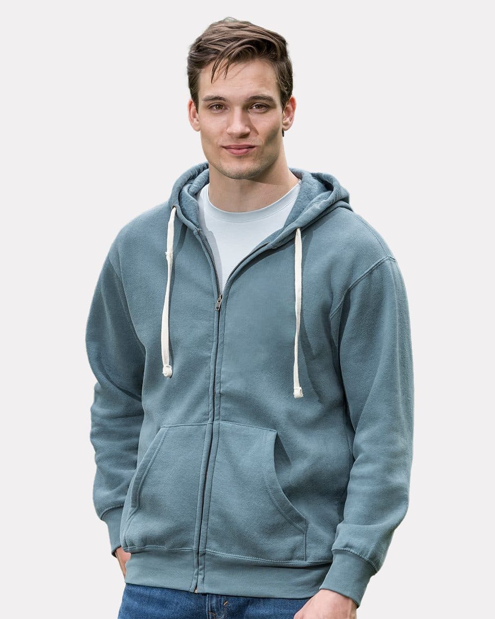MV Sport Unisex Vintage Fleece Full-Zip Hooded Sweatshirt - Image 1