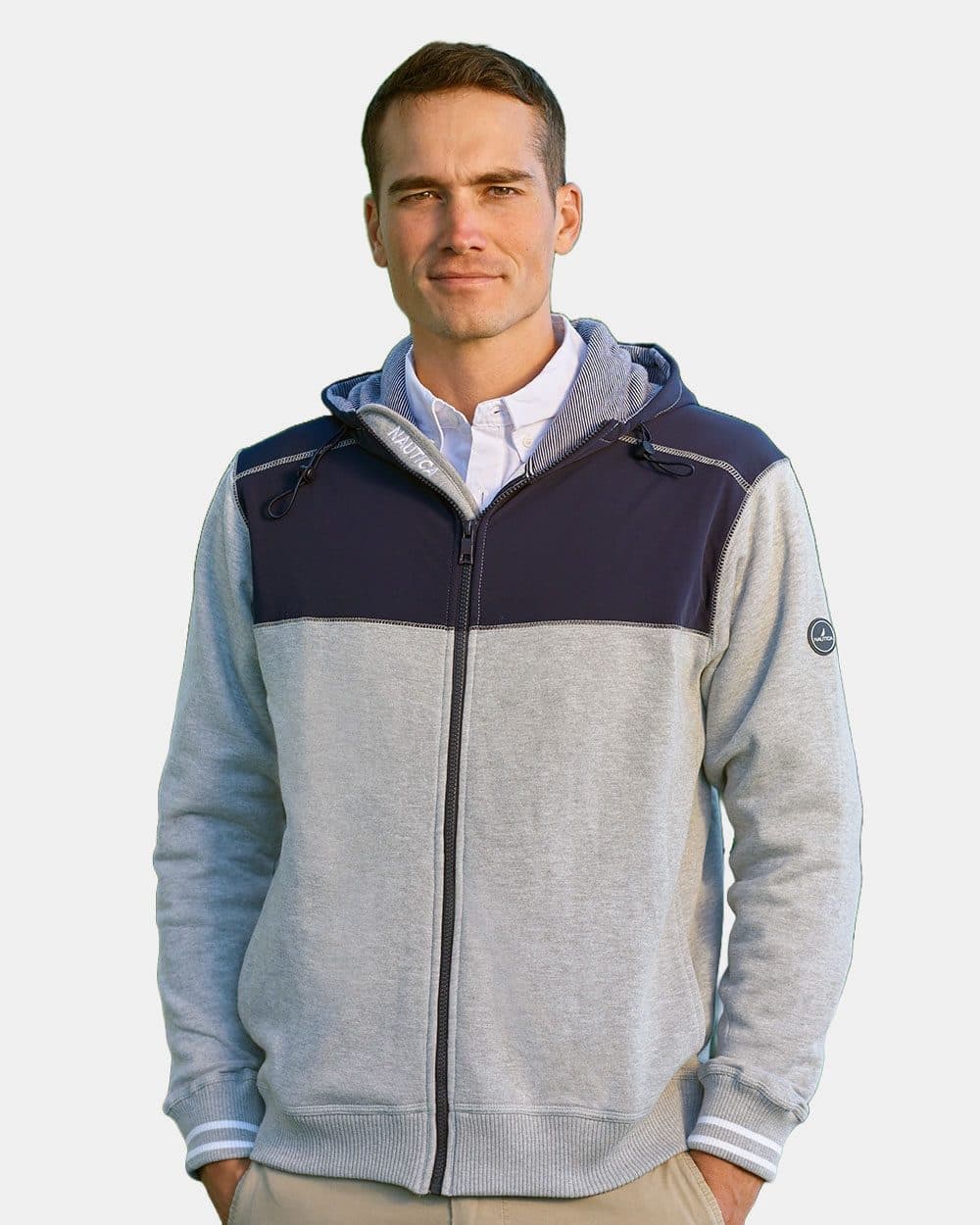 Nautica Men's Navigator Fleece Hooded Full-Zip Jacket - Image 1