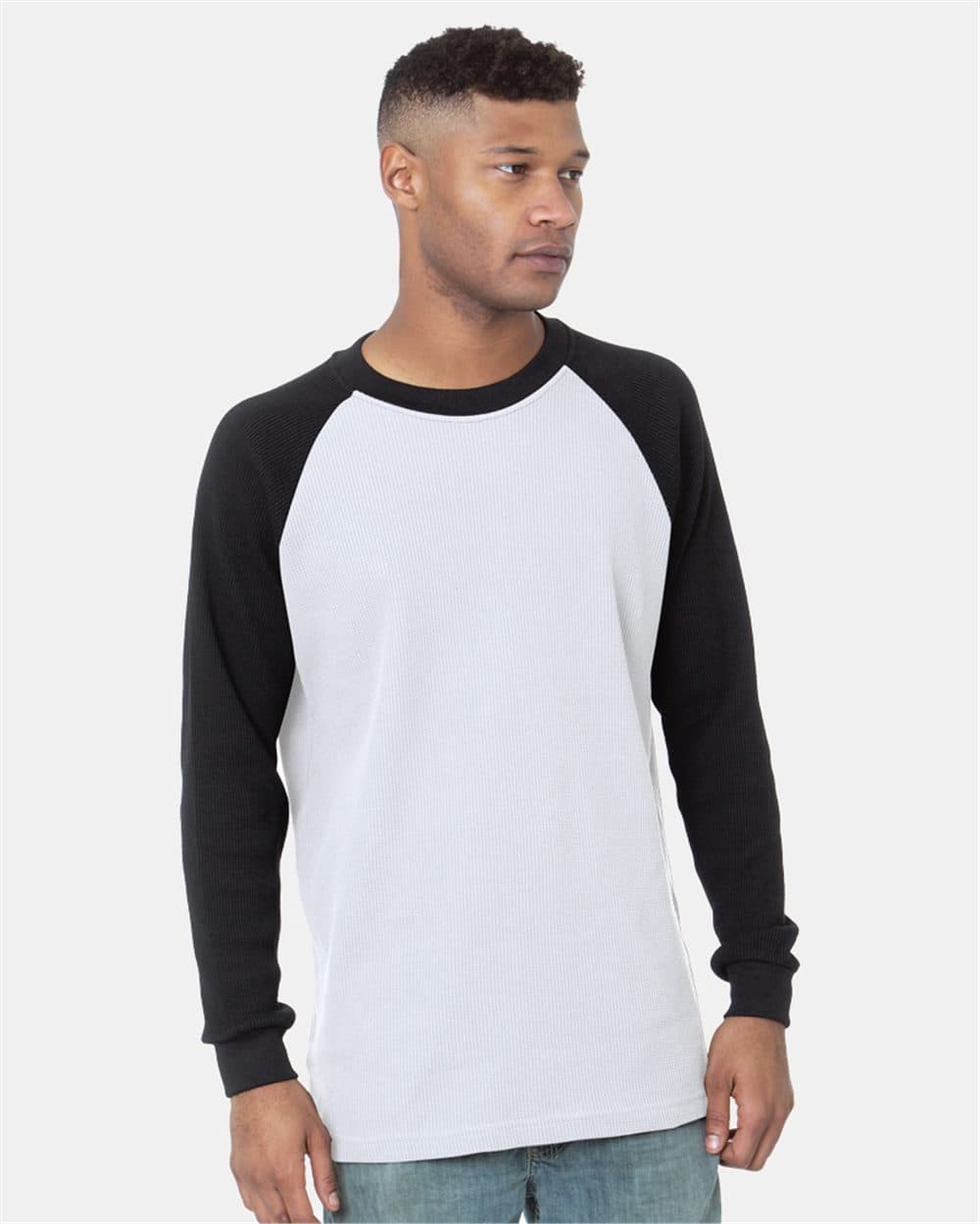 Bayside Men's USA-Made Heavyweight Waffle Knit Thermal Raglan T-Shirt - Image 1