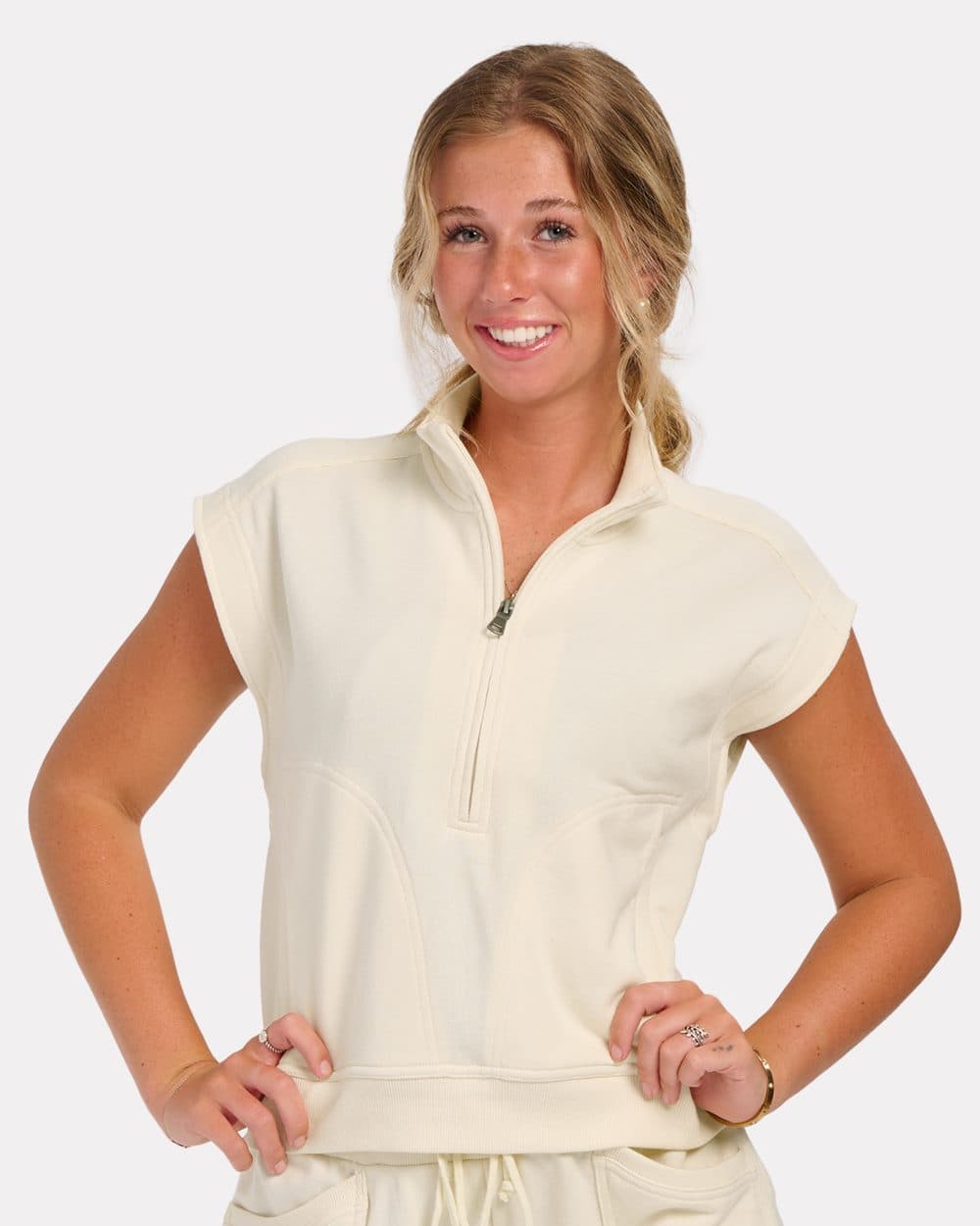 Boxercraft Women's French Terry Half-Zip Short Sleeve Sweatshirt - Image 1