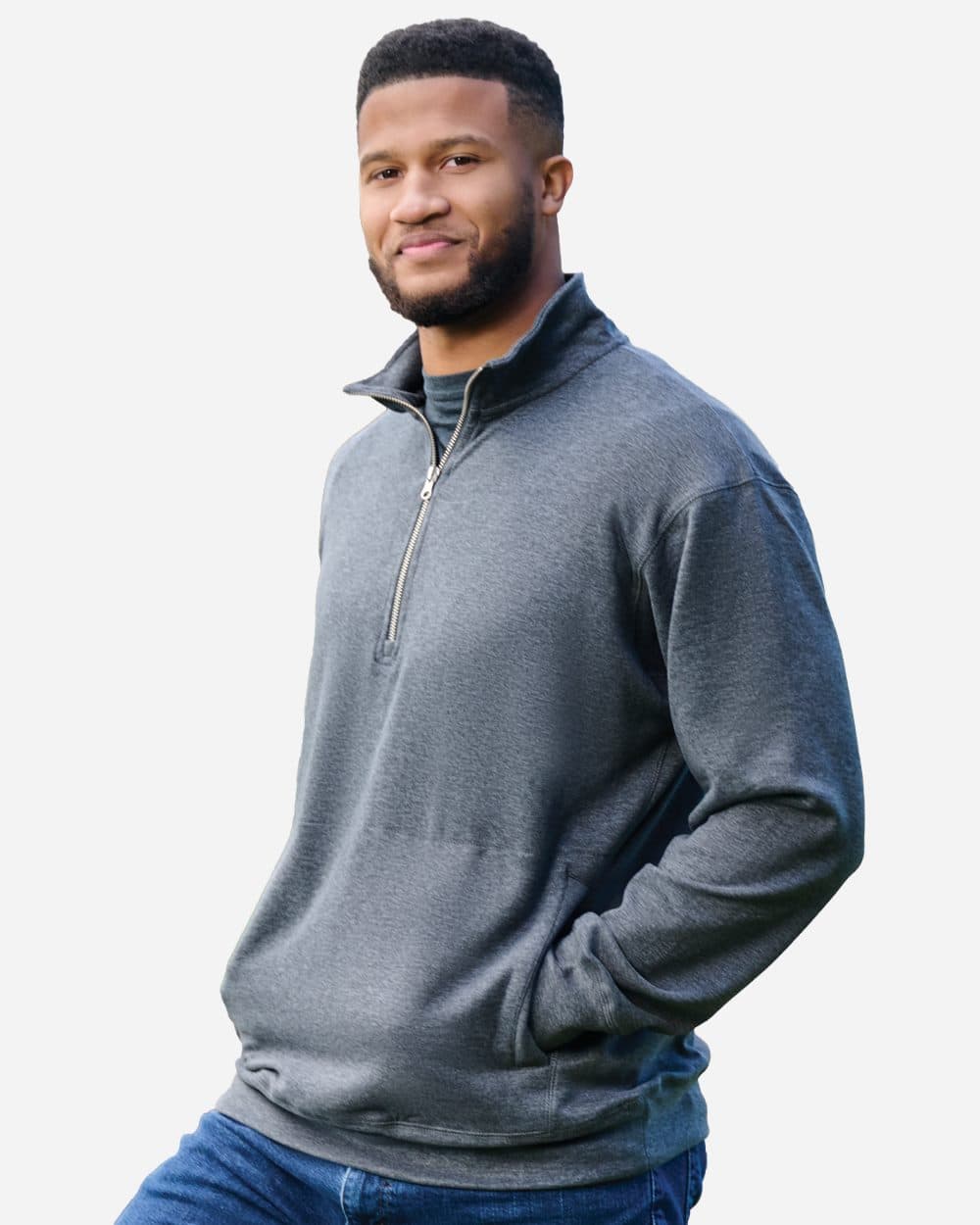 J. America Unisex Electric Fleece Quarter-Zip Sweatshirt - Image 1