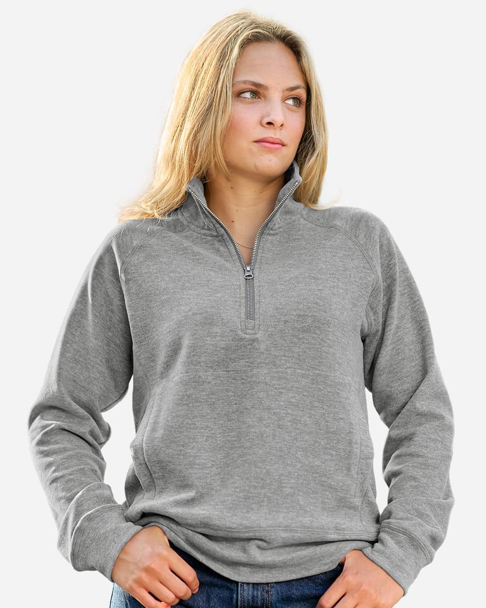 J. America Women's Electric Fleece Quarter-Zip Sweatshirt - Image 1