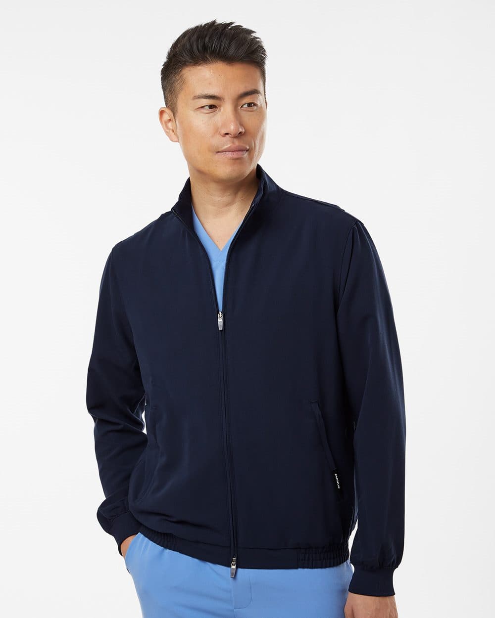 Jaanuu Men's Wolfe Everyday Full-Zip 6-Pocket Scrub Jacket - Image 1