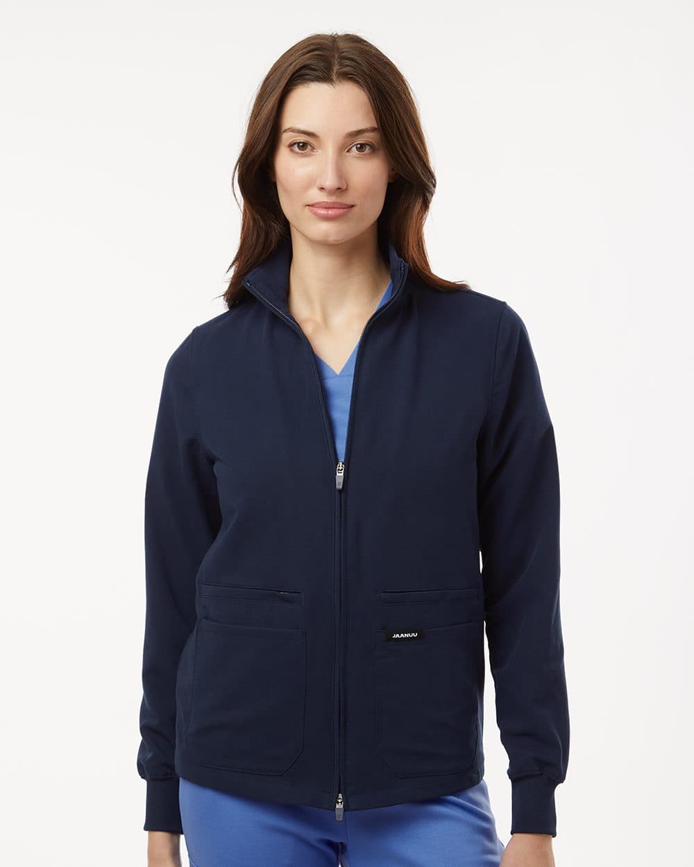 Jaanuu Women's Ceri Essential Full-Zip 6-Pocket Scrub Jacket - Image 1