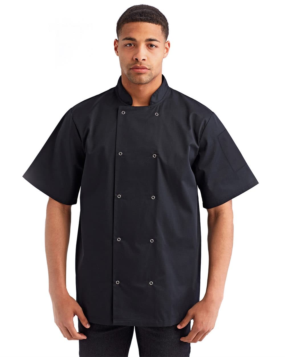 Artisan Collection by Reprime Unisex Ten Studded Front Short Sleeve Chef Coat - Image 1