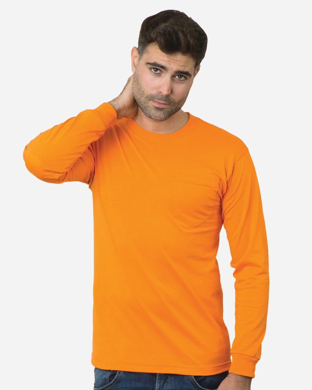 Bayside Unisex USA-Made 50/50 Long Sleeve Pocket T-Shirt - Image 1