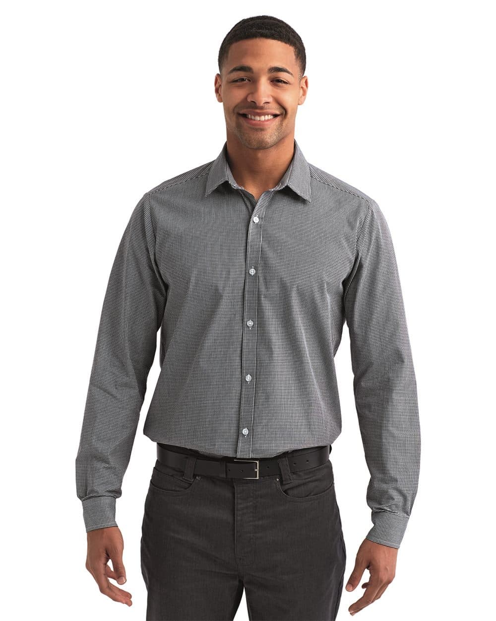 Artisan Collection by Reprime Men's Microcheck Gingham Cotton Shirt - Image 1