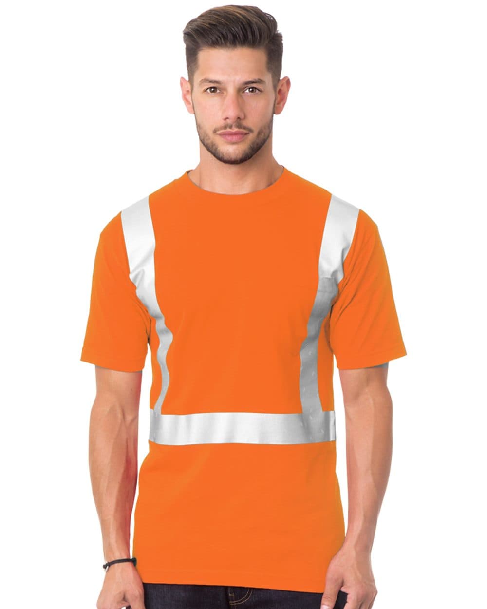 Bayside Unisex USA-Made 50/50 High Visibility Pocket T-Shirt - Image 1