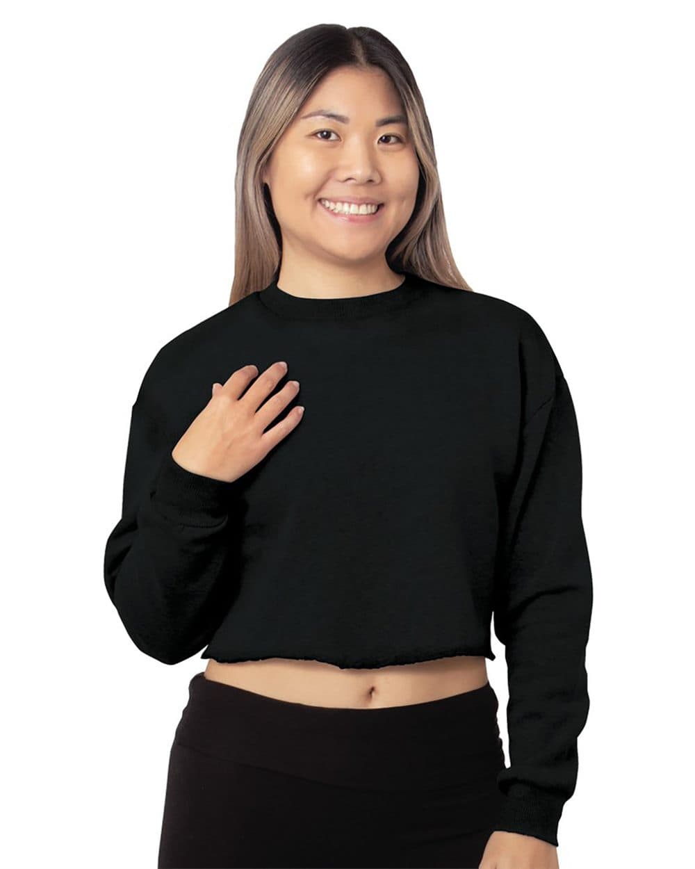 Bayside Women's USA Made Cropped Crewneck Sweatshirt - Image 1