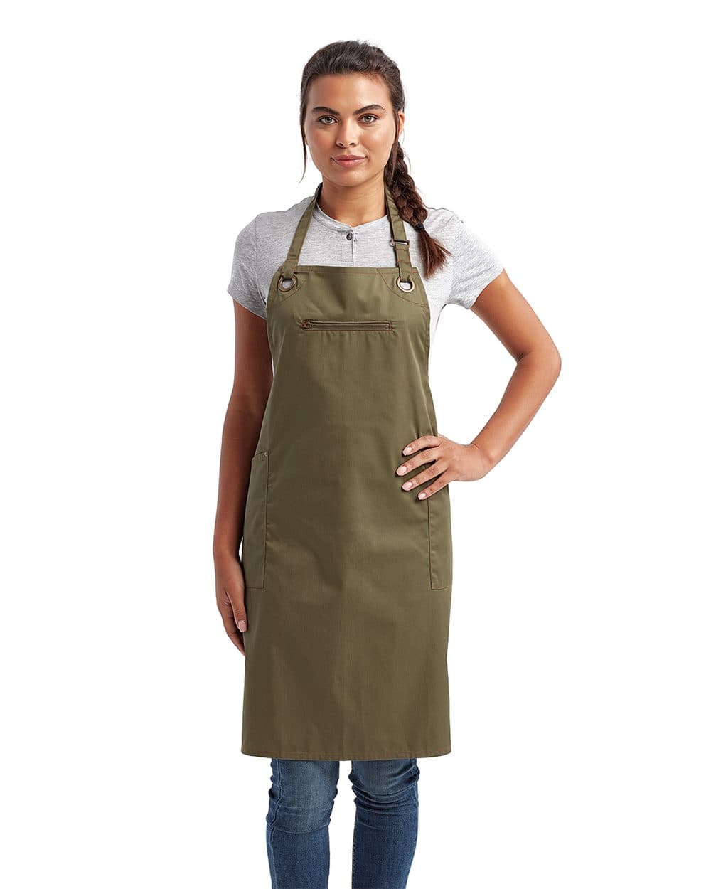 Artisan Collection by Reprime Barley Contrast Stitch Recycled Bib Apron - Image 1