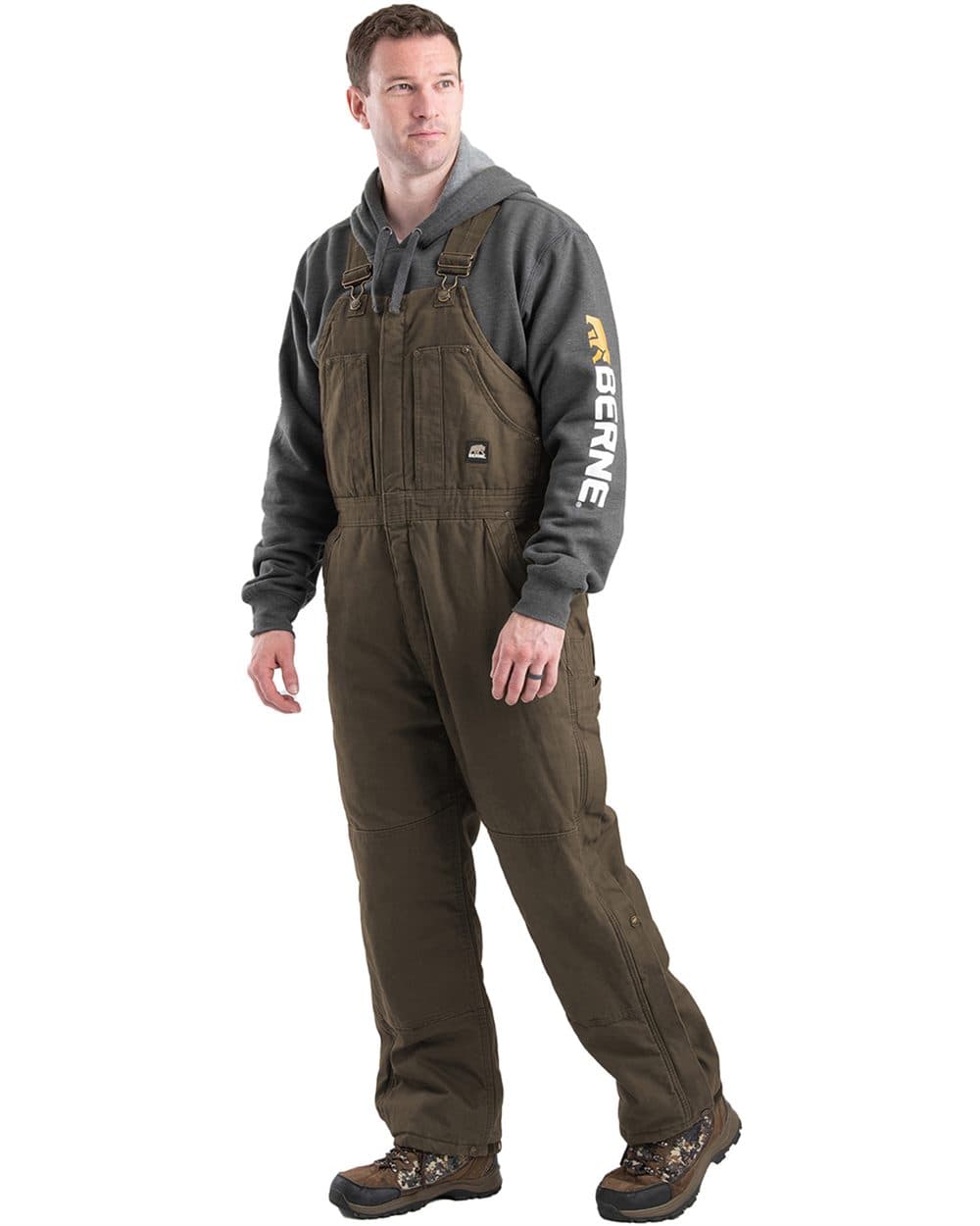 Berne Apparel Men's Heartland Insulated Washed Duck Bib Overall - Image 1