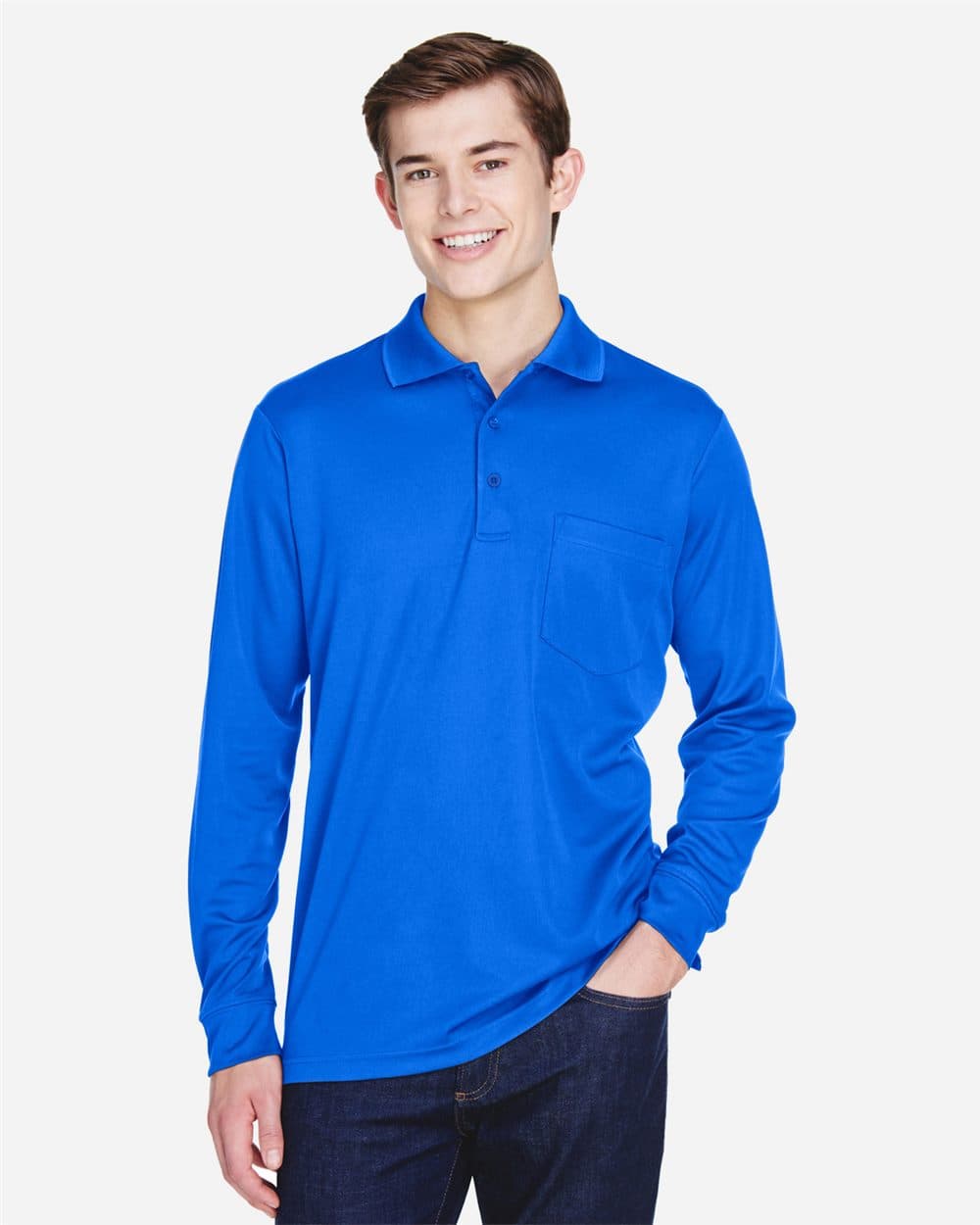 CORE365 Men's Pinnacle Performance Long Sleeve Piqué Polo with Pocket - Image 1