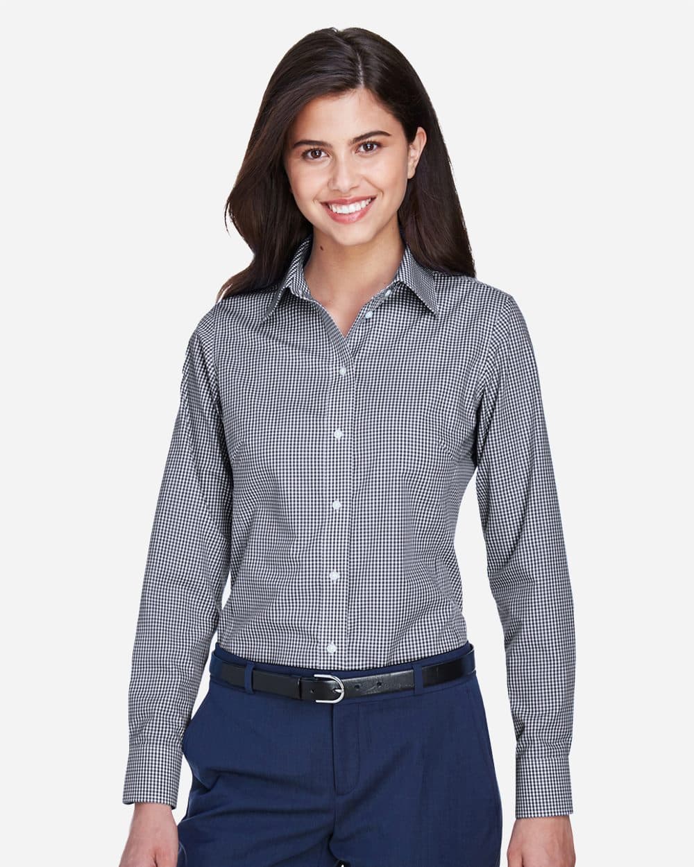 Devon & Jones Women's Crown Collection® Gingham Check Woven Dress Shirt - Image 1