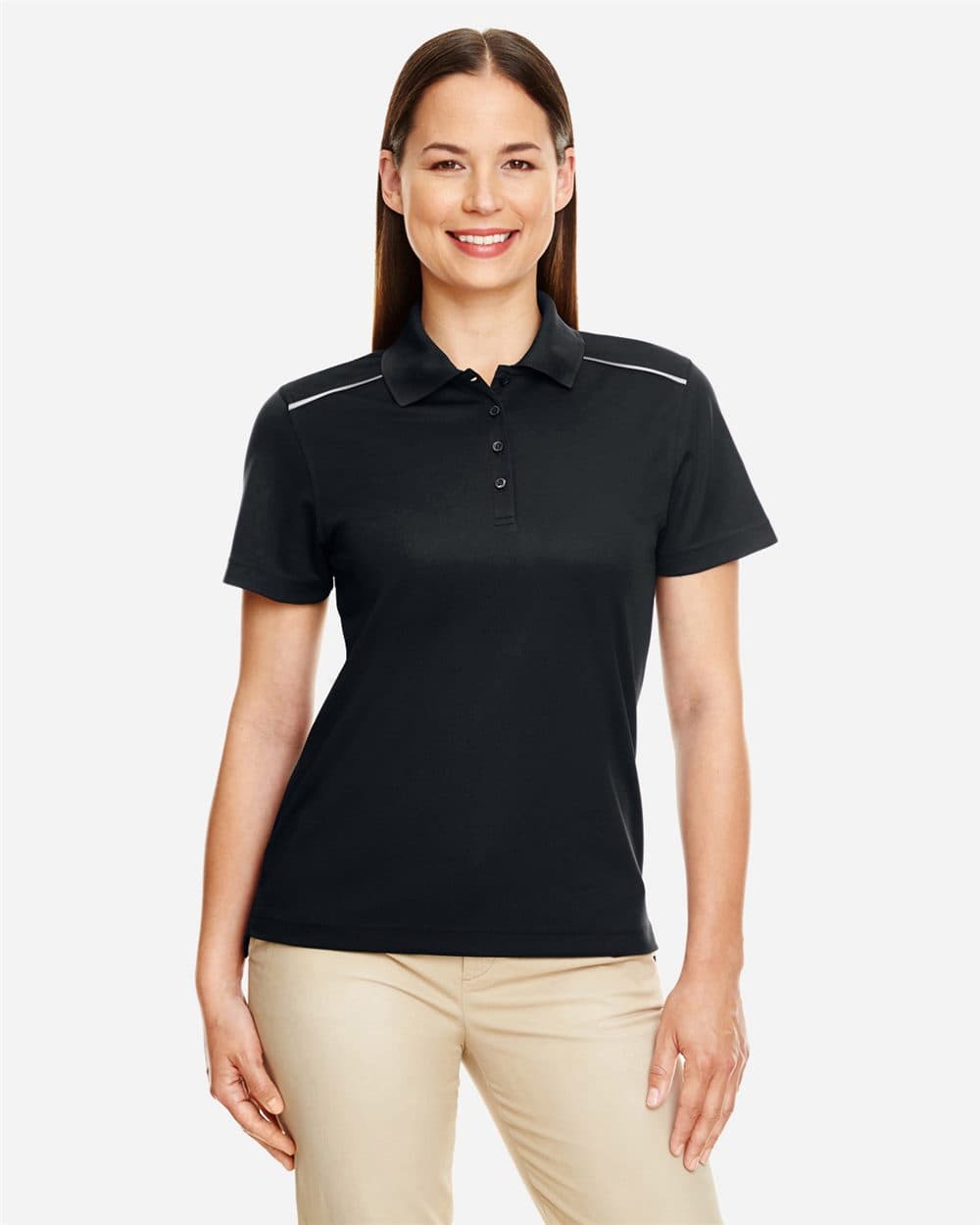 CORE365 Women's Radiant Performance Piqué Polo with Reflective Piping - Image 1
