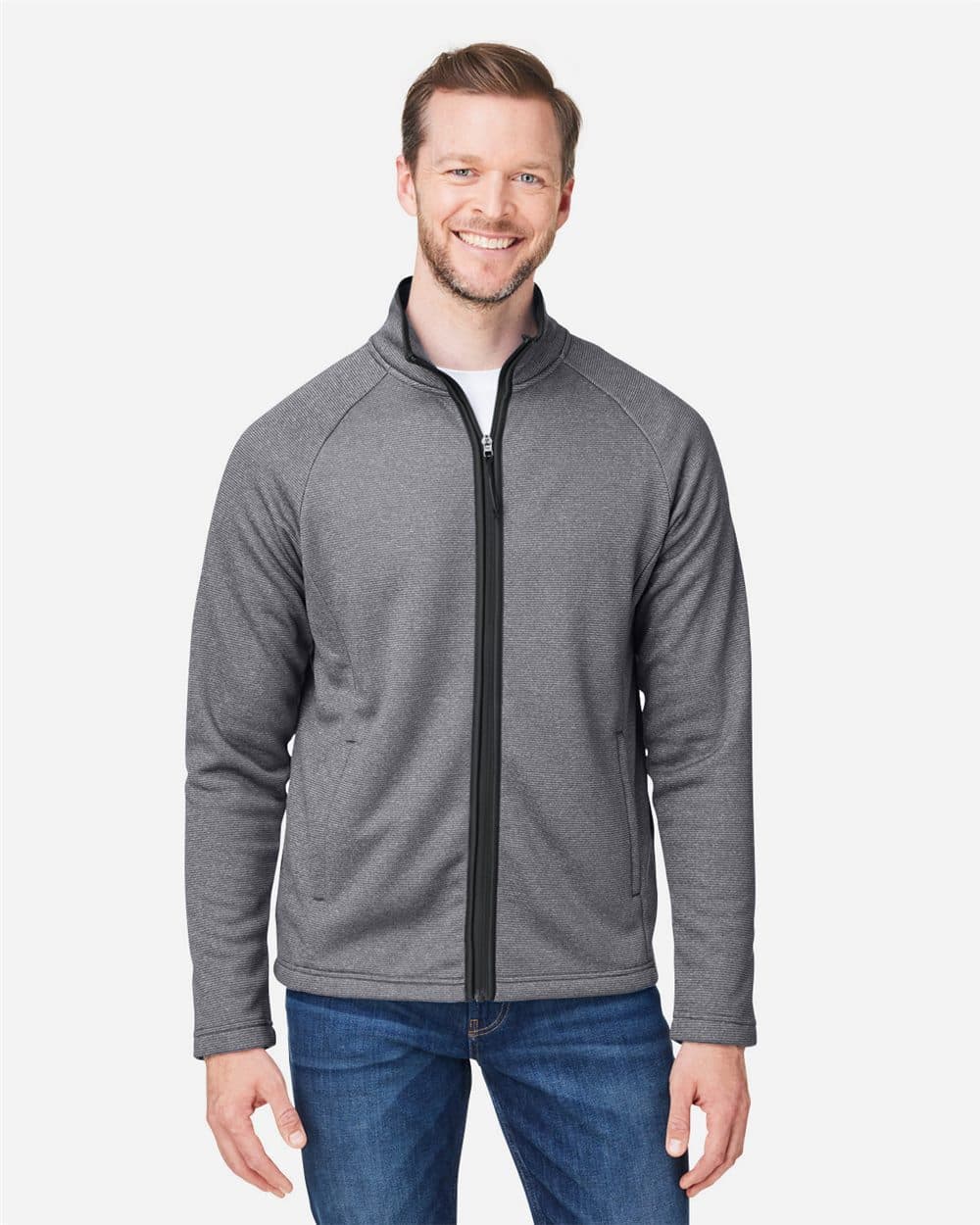 CORE365 Men's Venture Heathered Stripe Full-Zip Jacket - Image 1