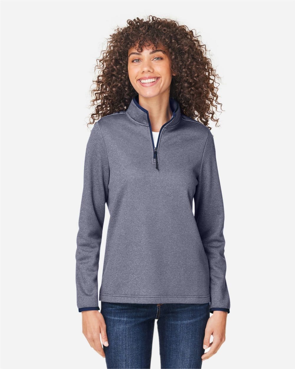 CORE365 Women's Venture Heathered Stripe Quarter-Zip Pullover - Image 1