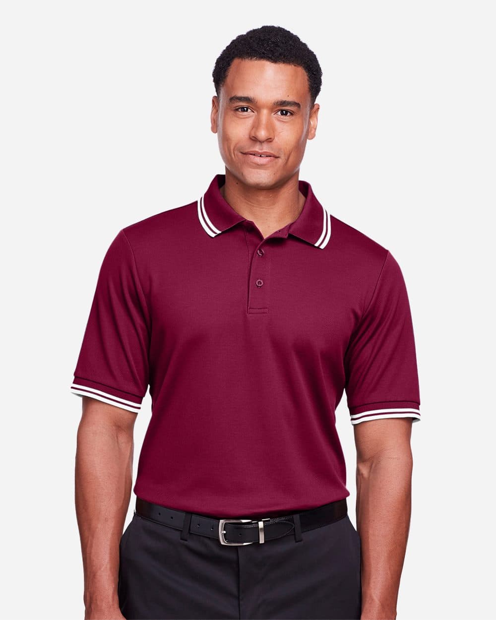 Devon & Jones Men's CrownLux Performance® Plaited Tipped Polo - Image 1