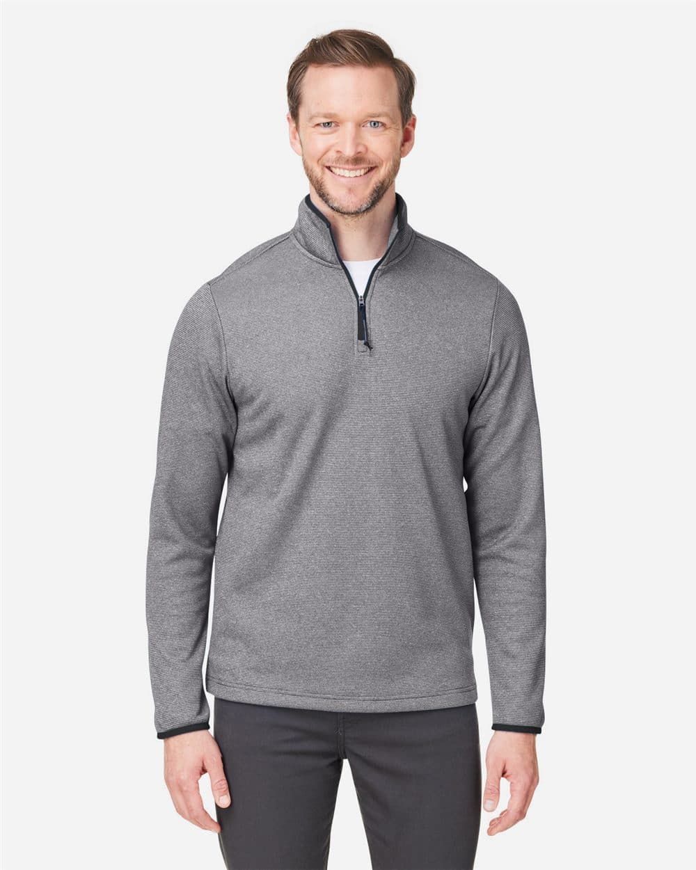 CORE365 Men's Venture Heathered Stripe Quarter-Zip Pullover - Image 1