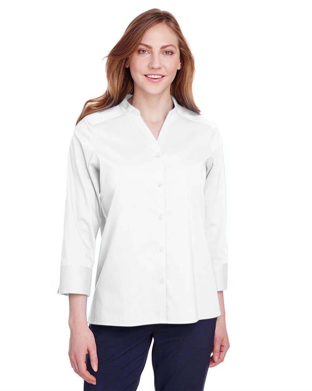 Devon & Jones Women's Crown Collection® Stretch Broadcloth Three-Quarter Sleeve Blouse - Image 1