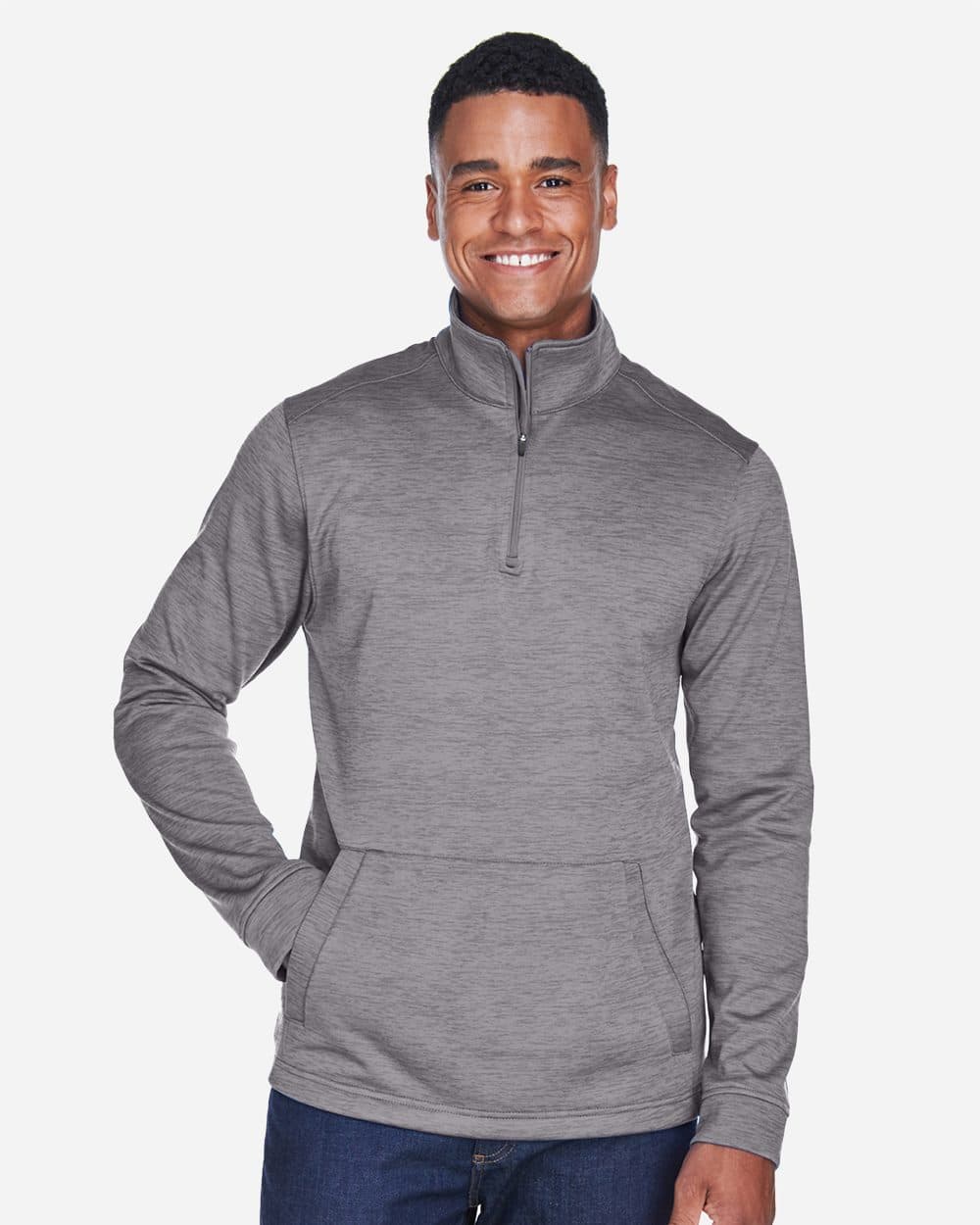 Devon & Jones Men's Newbury Mélange Fleece Quarter-Zip Pullover - Image 1