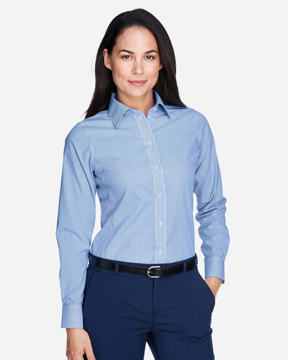 Devon & Jones Women's Crown Collection® Banker Stripe Woven Dress Shirt - Image 1