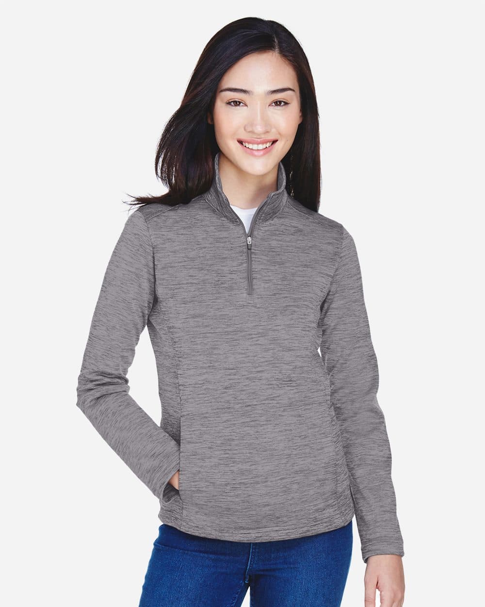 Devon & Jones Women's Newbury Mélange Fleece Quarter-Zip Pullover - Image 1