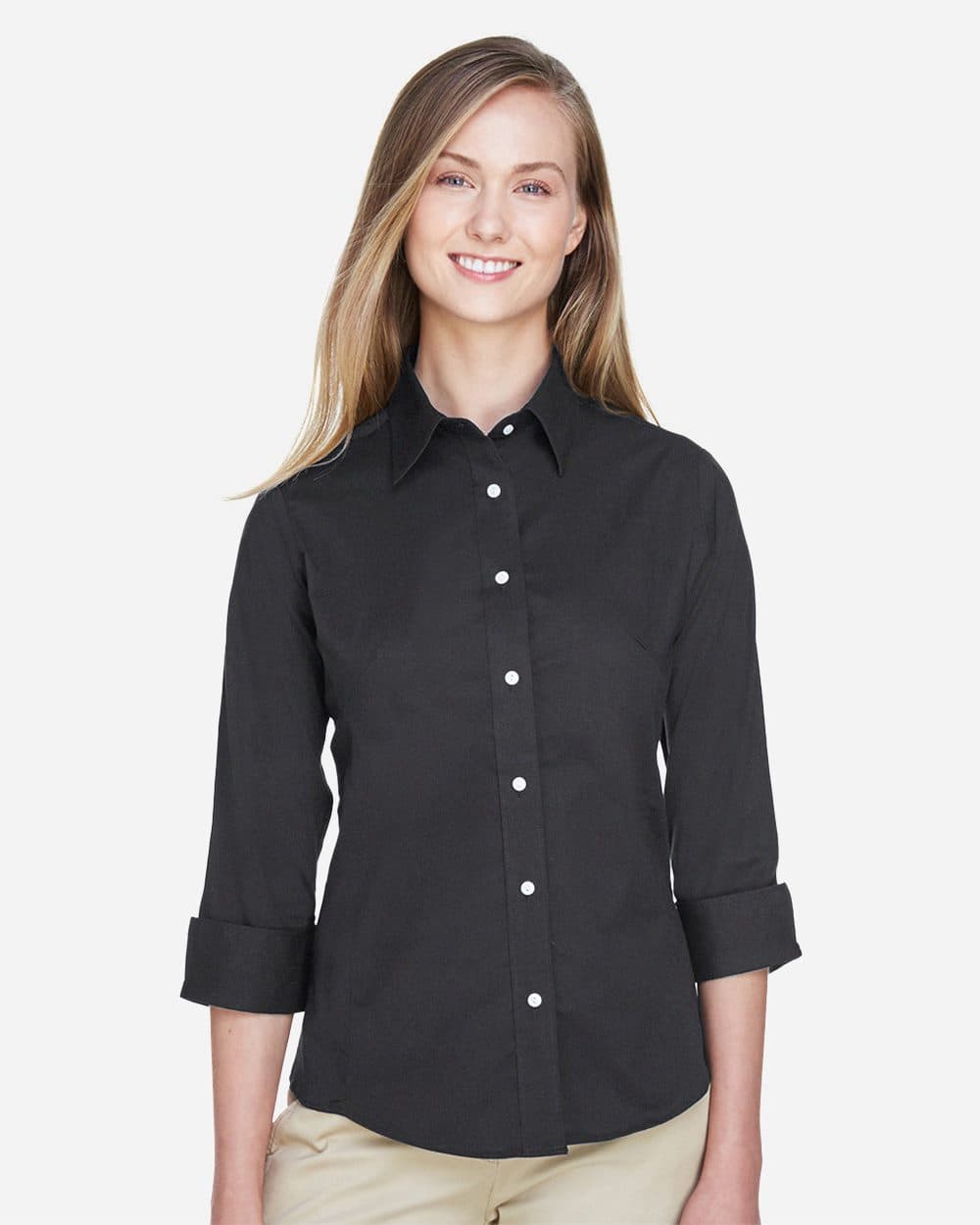 Devon & Jones Women's Perfect Fit™ Three-Quarter Sleeve Stretch Poplin Dress Shirt - Image 1