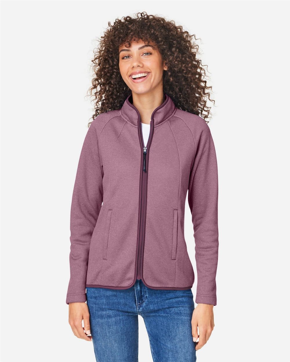 CORE365 Women's Venture Heathered Stripe Full-Zip Jacket - Image 1