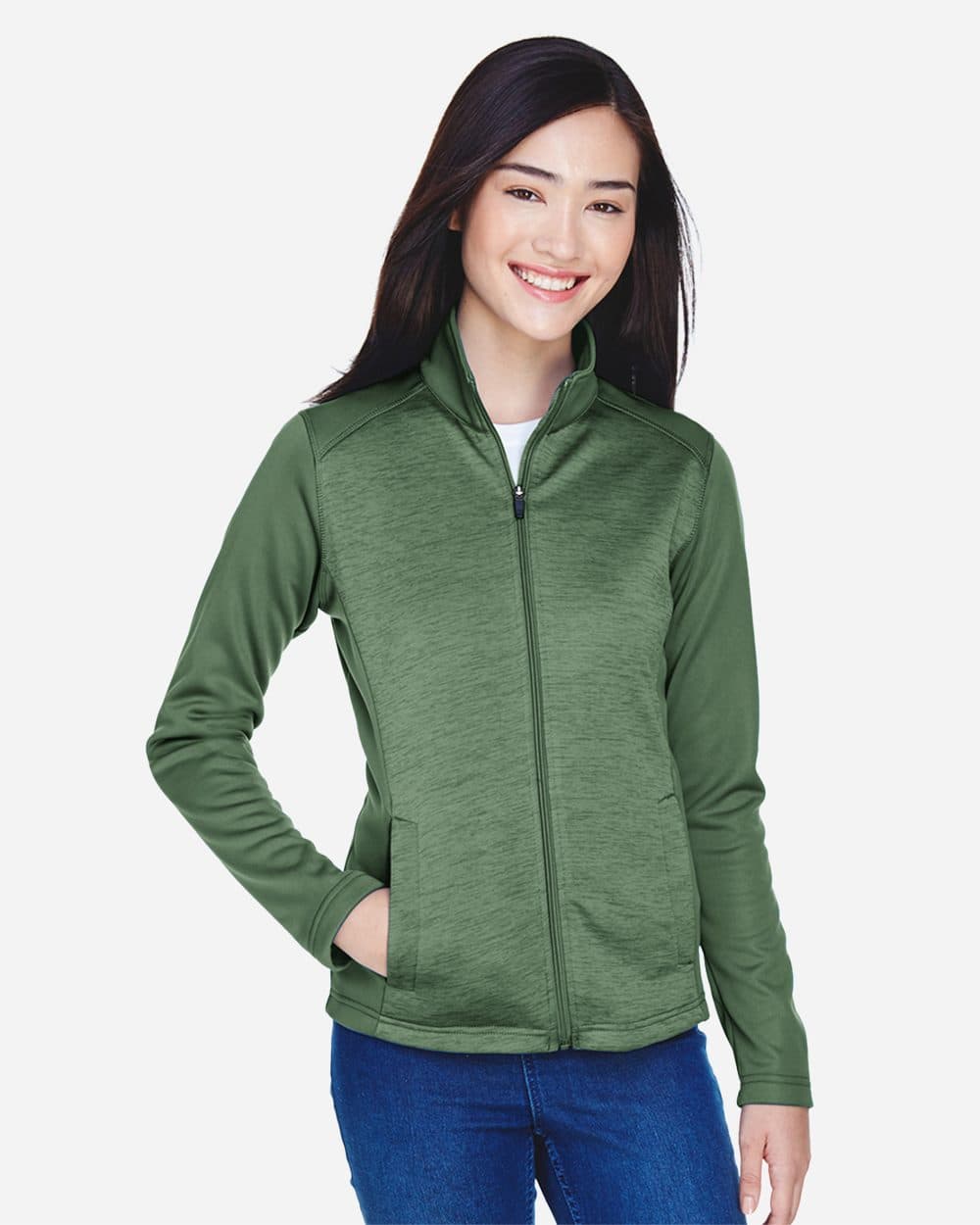Devon & Jones Women's Newbury Colorblock Mélange Fleece Full-Zip Jacket - Image 1
