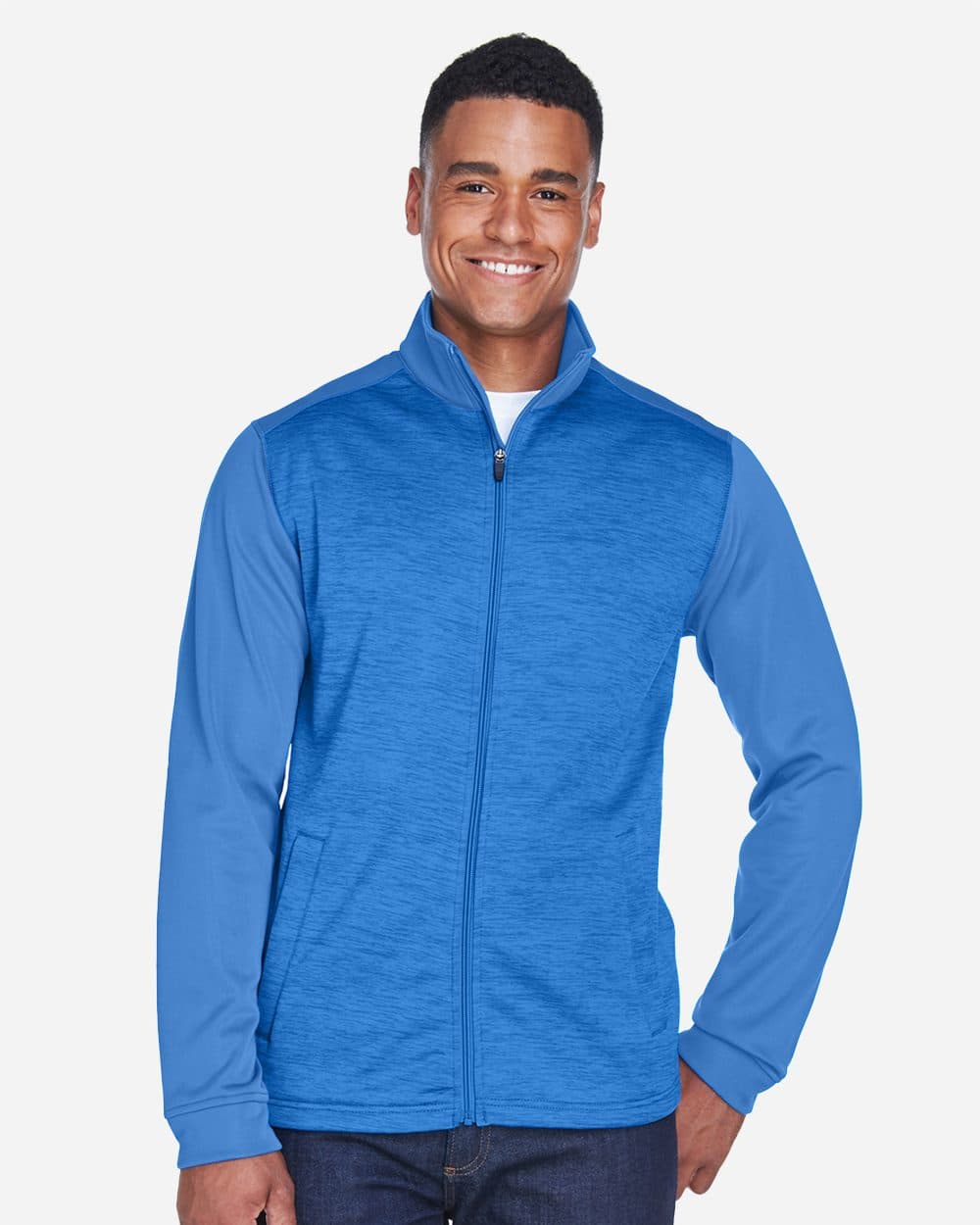 Devon & Jones Men's Newbury Colorblock Mélange Fleece Full-Zip jacket - Image 1