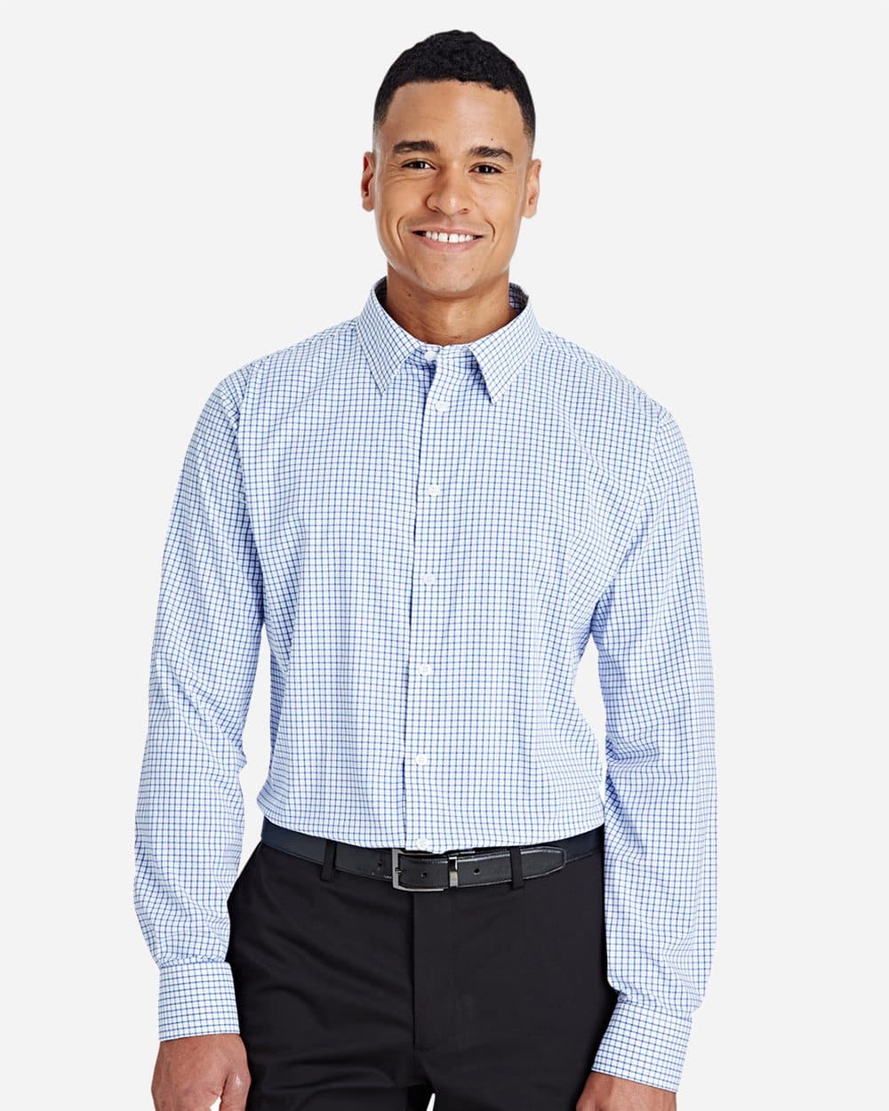 Devon & Jones Men's CrownLux Performance® Micro Windowpane Woven Dress Shirt - Image 1