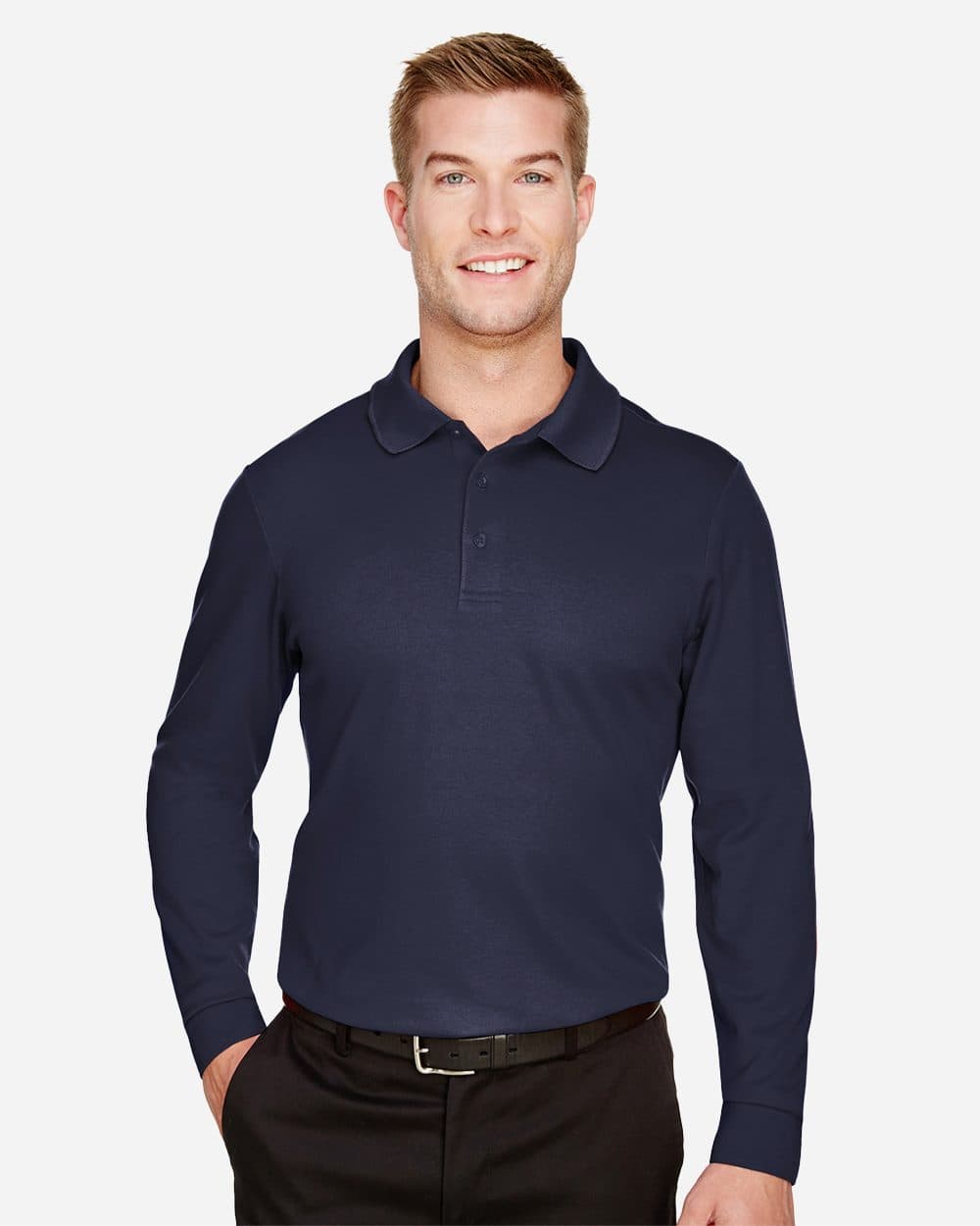 Devon & Jones Men's Tall CrownLux Performance® Plaited Long Sleeve Polo - Image 1