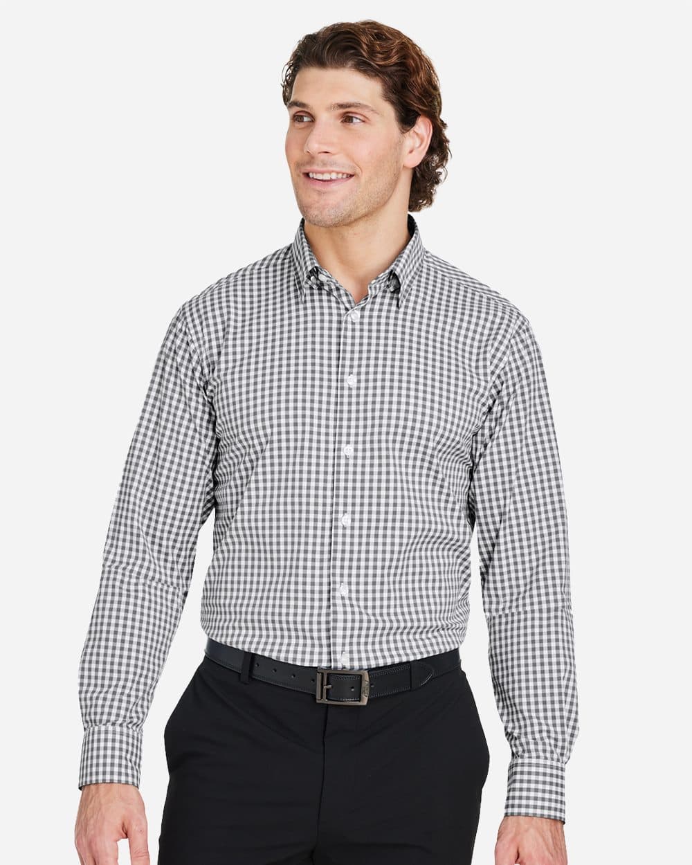 Devon & Jones Men's CrownLux Performance® Gingham Dress Shirt - Image 1