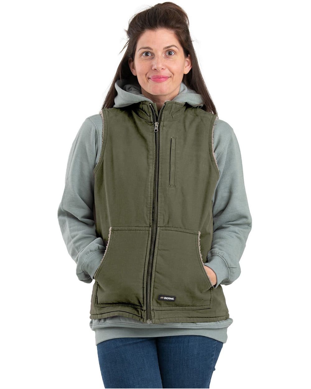 Berne Apparel Women's Sherpa-Lined Softstone Duck Vest - Image 1