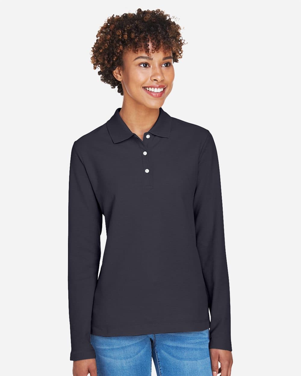 Devon & Jones Women's Pima Piqué Long Sleeve Polo - Image 1