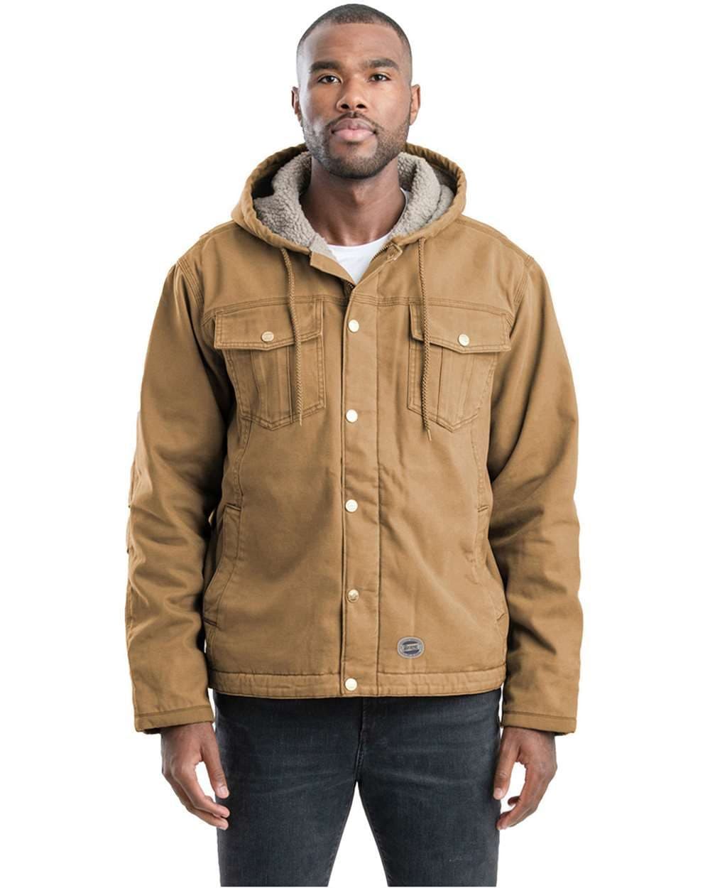 Berne Apparel Men's Vintage Washed Sherpa-Lined Hooded Jacket - Image 1