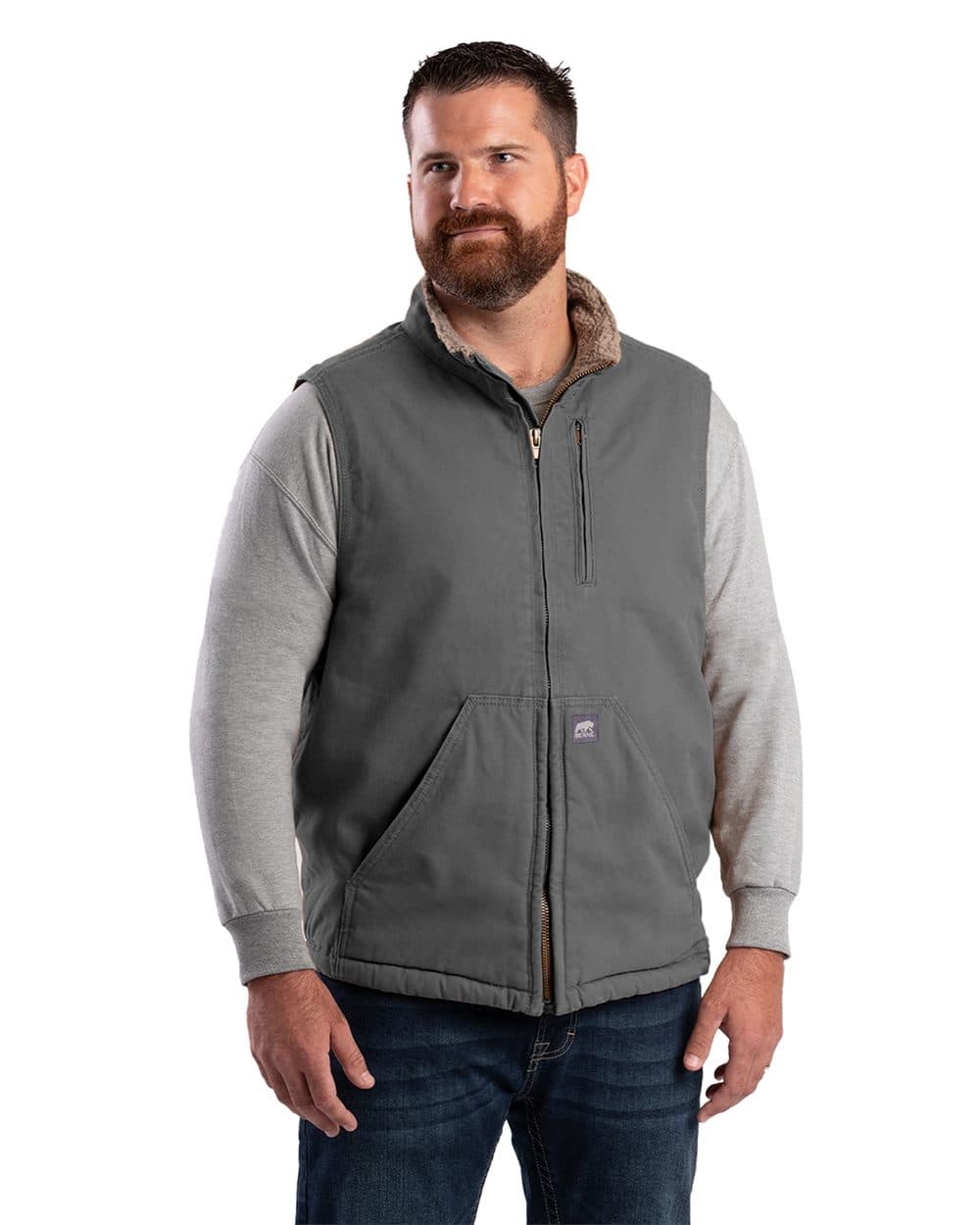Berne Apparel Men's Heartland Sherpa-Lined Washed Duck Vest - Image 1