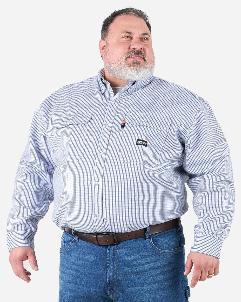 Berne Apparel Men's Tall Flame-Resistant Down Plaid Work Shirt - Image 1