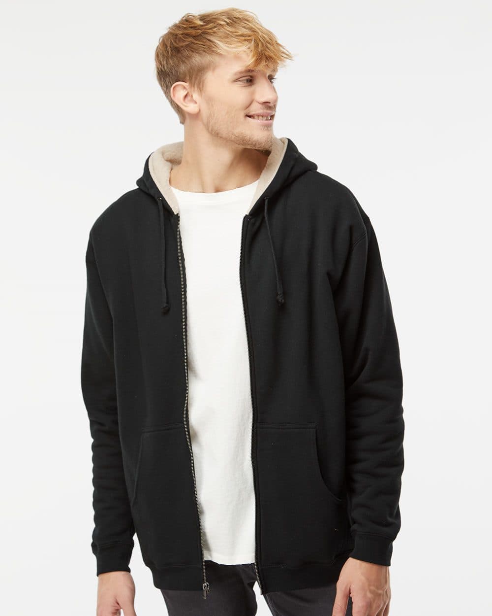 Independent Trading Co. Men's Sherpa-Lined Full-Zip Hooded Sweatshirt - Image 1